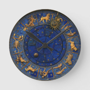  blauw en goudzodiaal astrologie hematocriet ronde klok