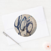 Blauw en grijs Abstract Ohs Ronde Sticker (Envelop)