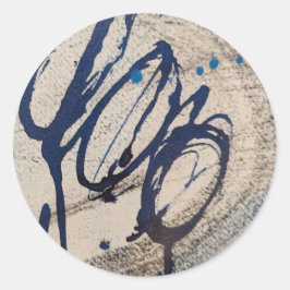Blauw en grijs abstract ronde sticker
