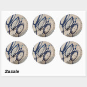 Blauw en grijs abstract ronde sticker (Vel)