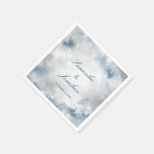 Blauw en grijs Abstracte Waterverf bruiloft Servet (Hoek)