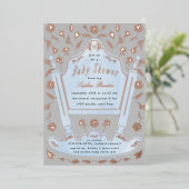 Blauw en grijs Antiek Baby shower Roos Gold Folie Uitnodiging (Staand Voorkant)