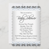 Blauw en grijs  Baby Boy Shower Kaart (Achterkant)