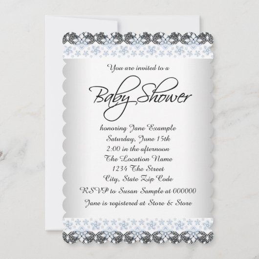 Blauw en grijs  Baby Boy Shower Kaart (Achterkant)