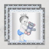 Blauw en grijs  Baby Boy Shower Kaart (Voorkant / Achterkant)