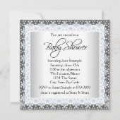 Blauw en grijs  Baby Boy Shower Kaart (Achterkant)