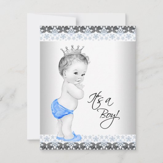 Blauw en grijs  Baby Boy Shower Kaart (Voorkant)