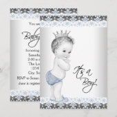 Blauw en grijs  Baby Boy Shower Kaart (Voorkant / Achterkant)