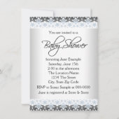 Blauw en grijs  Baby Boy Shower Kaart (Achterkant)