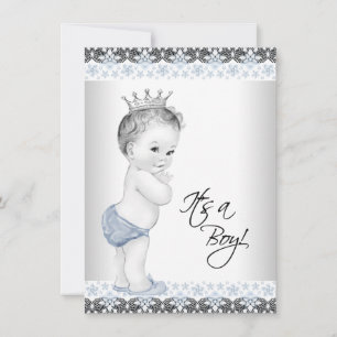 Blauw en grijs  Baby Boy Shower Kaart