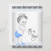 Blauw en grijs  Baby Boy Shower Kaart (Voorkant)