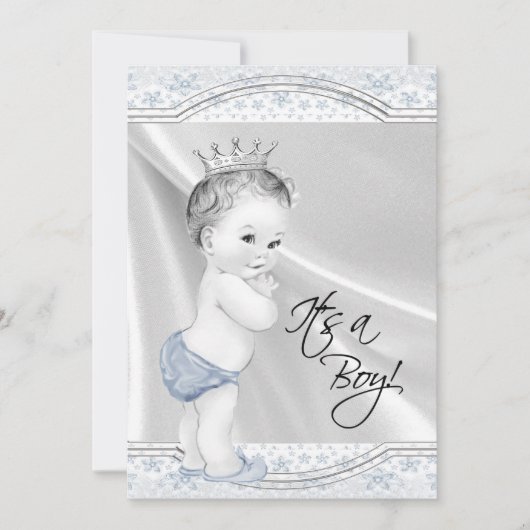 Blauw en grijs  Baby Boy Shower Kaart (Voorkant)
