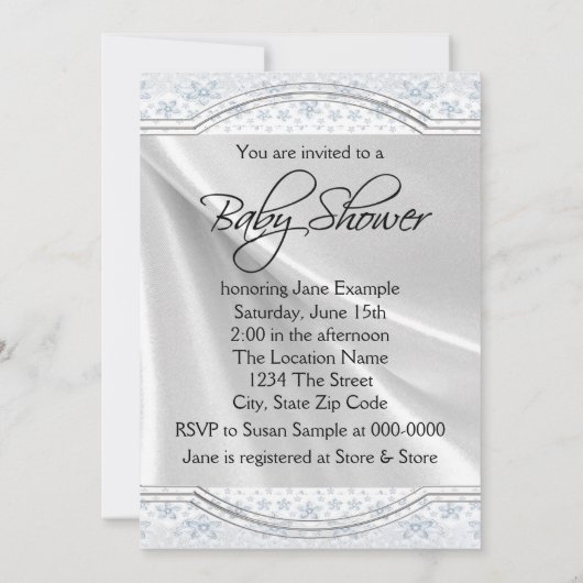 Blauw en grijs  Baby Boy Shower Kaart (Achterkant)