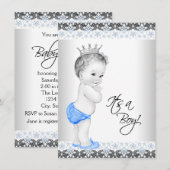 Blauw en grijs  Baby Boy Shower Kaart (Voorkant / Achterkant)