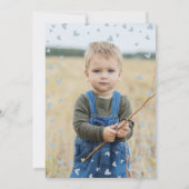 Blauw en grijs Baby Elephant 1e verjaardag Foto Kaart (Achterkant)