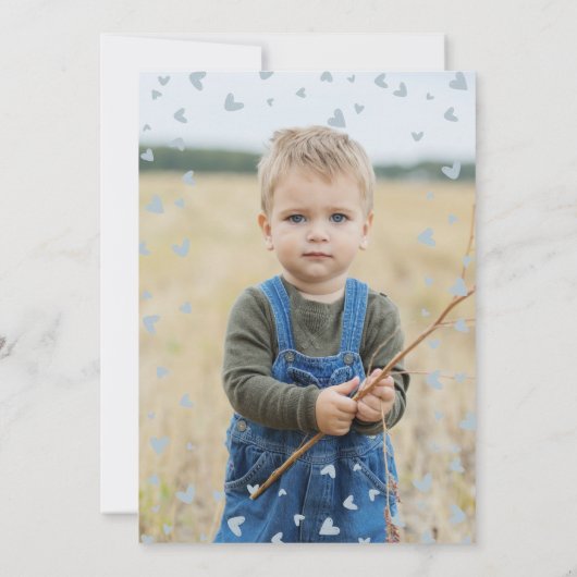 Blauw en grijs Baby Elephant 1e verjaardag Foto Kaart (Achterkant)