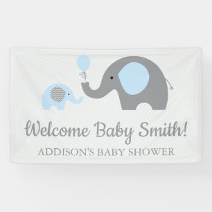 Blauw en grijs Baby shower Banner Poster