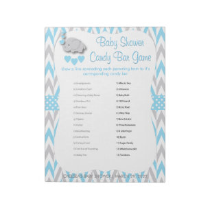 Blauw en grijs Baby shower met olifant - Spel 2 Notitieblok