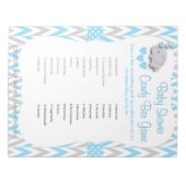 Blauw en grijs Baby shower met olifant - Spel 2 Notitieblok (Voorkant)