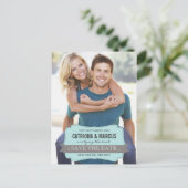 Blauw en grijs Banner Modern sparen het Briefkaart (Staand voorkant)