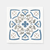 Blauw en grijs, bloeiend design servet (Voorkant)