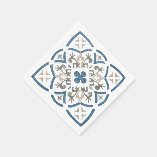 Blauw en grijs, bloeiend design servet (Hoek)