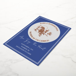 Blauw en Grijs Bloemen Opslaan De Datum Folie Kaar Uitnodiging