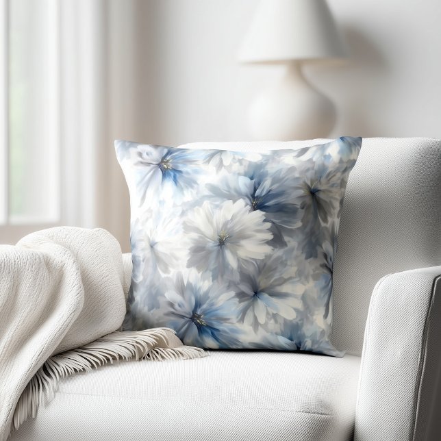 Blauw en grijs bloemmotief kussen (Creator heeft geüpload)
