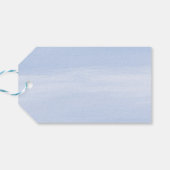 Blauw en grijs boeket op blauwe achtergrond cadeaulabel (Achterkant Horizontaal)