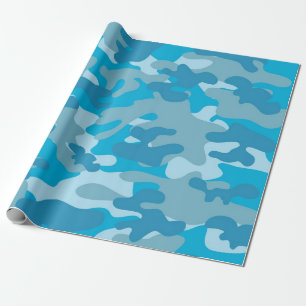 Blauw en grijs Camo-ontwerp Cadeaupapier