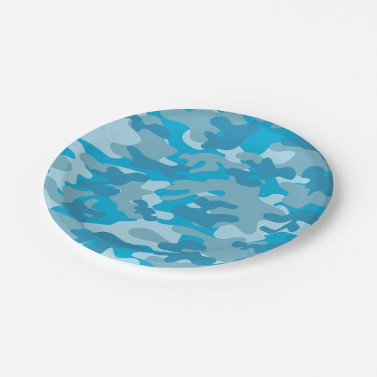 Blauw en grijs Camo-ontwerp Papieren Bordje (Gekanteld)