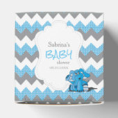 Blauw en grijs Chevron Elephant Baby shower Bedankdoosjes (Bovenkant)