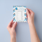 Blauw en grijs Chevron Elephant Baby shower | Spel Flyer (Hand)