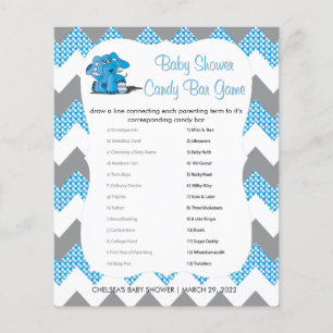 Blauw en grijs Chevron Elephant Baby shower   Spel Flyer