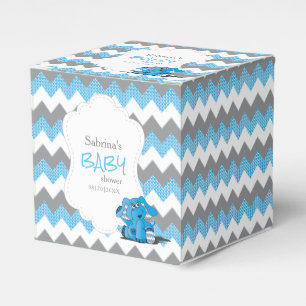 Blauw en Grijs Chevron Olifant Baby Shower Bedankdoosjes