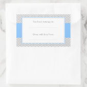 Blauw en Grijs Chevron Pattern Bookplate Sticker (Tas)