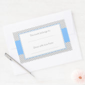 Blauw en Grijs Chevron Pattern Bookplate Sticker (Envelop)