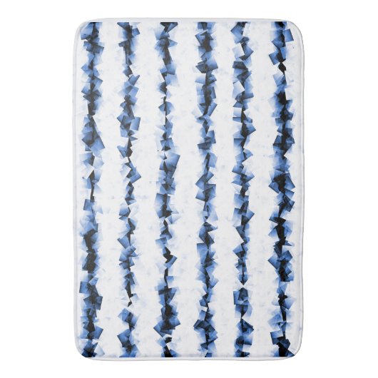 Blauw en grijs crinkly gestructureerde lijnen op w badmat (Voorkant Verticaal)