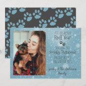 Blauw en grijs, Dog schildert Drukken Ruff Jaar Va Feestdagenkaart (Voorkant / Achterkant)