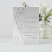 Blauw en Grijs Eerste Communie Kaart (Staand voorkant)