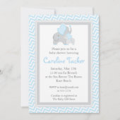 Blauw en grijs ellephant Baby Shower Chevron Kaart (Voorkant)