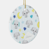 Blauw en grijs ellephant Pattern Baby Kerstman Keramisch Ornament (Rechts)