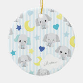 Blauw en grijs ellephant Pattern Baby Kerstman Keramisch Ornament (Voorkant)