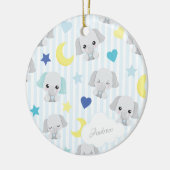 Blauw en grijs ellephant Pattern Baby Kerstman Keramisch Ornament (Links)