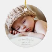 Blauw en grijs ellephant Pattern Baby Kerstman Keramisch Ornament (Achterkant)