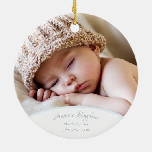 Blauw en grijs ellephant Pattern Baby Kerstman Keramisch Ornament (Achterkant)