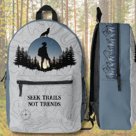 Blauw en Grijs Explorer Wandelrugzak Bedrukte Rugzak