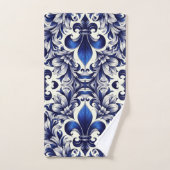 Blauw en grijs Fleur de lis Bad Handdoek (Handdoek)