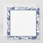 Blauw en Grijs Floral Monogram Notitiekaartje (Achterkant)