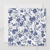 Blauw en Grijs Floral Monogram Notitiekaartje (Achterkant)
